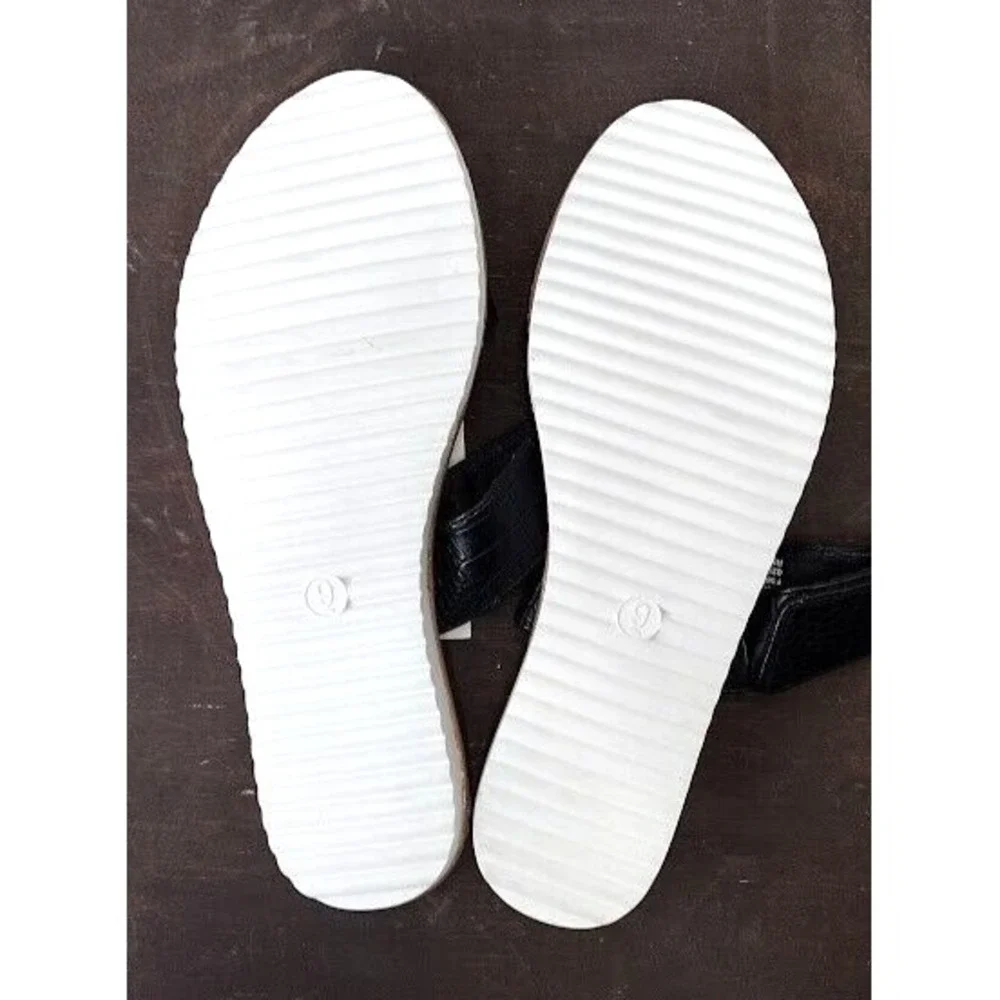 A New Day Womens Black Faux Crocodile Double‎ Strap Slide Sandals Size 9